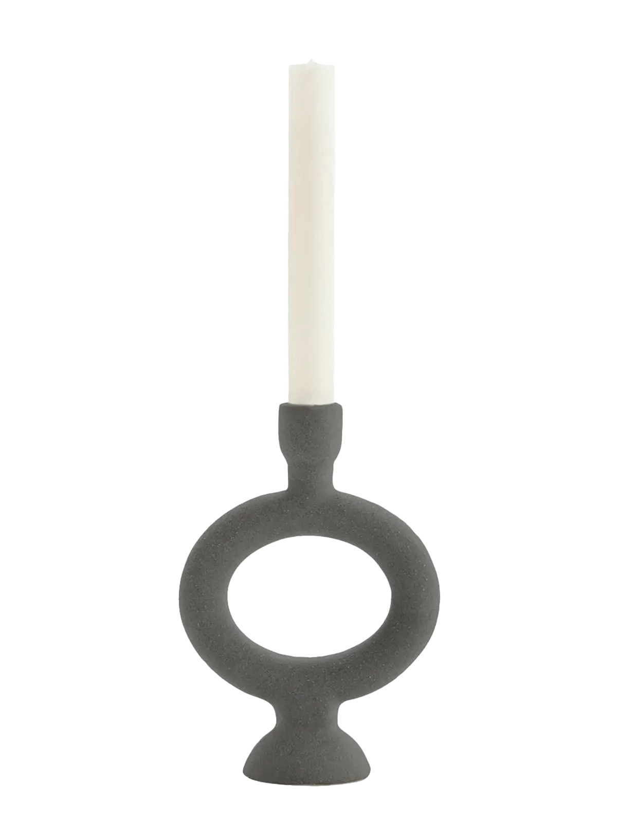 Anthracite Stoneware Candle Holder Wooden Horse