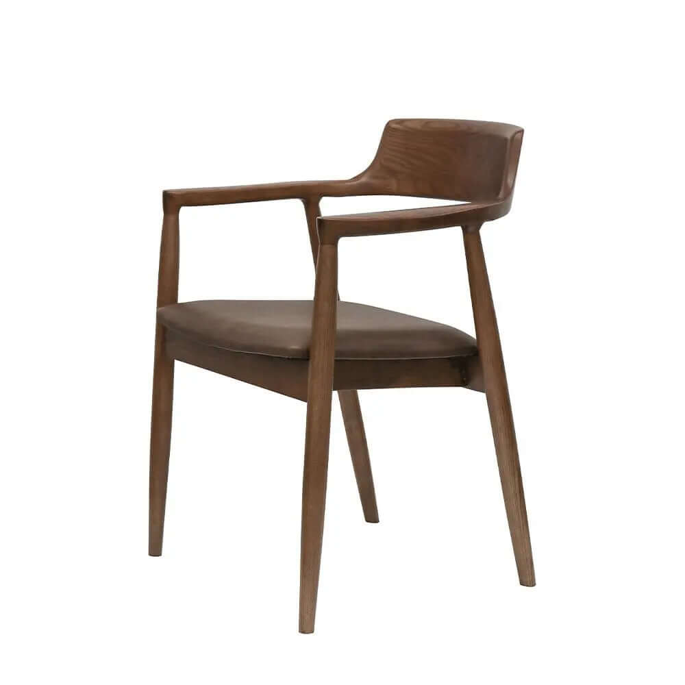 Ash Wood and Brown Leather Dining Chair Hawthorne Group