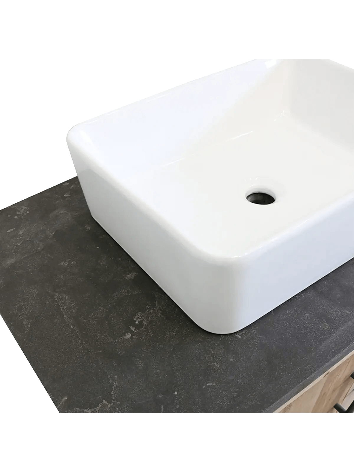 Bathroom Vanity with Bluestone Top and Ceramic CC Interiors