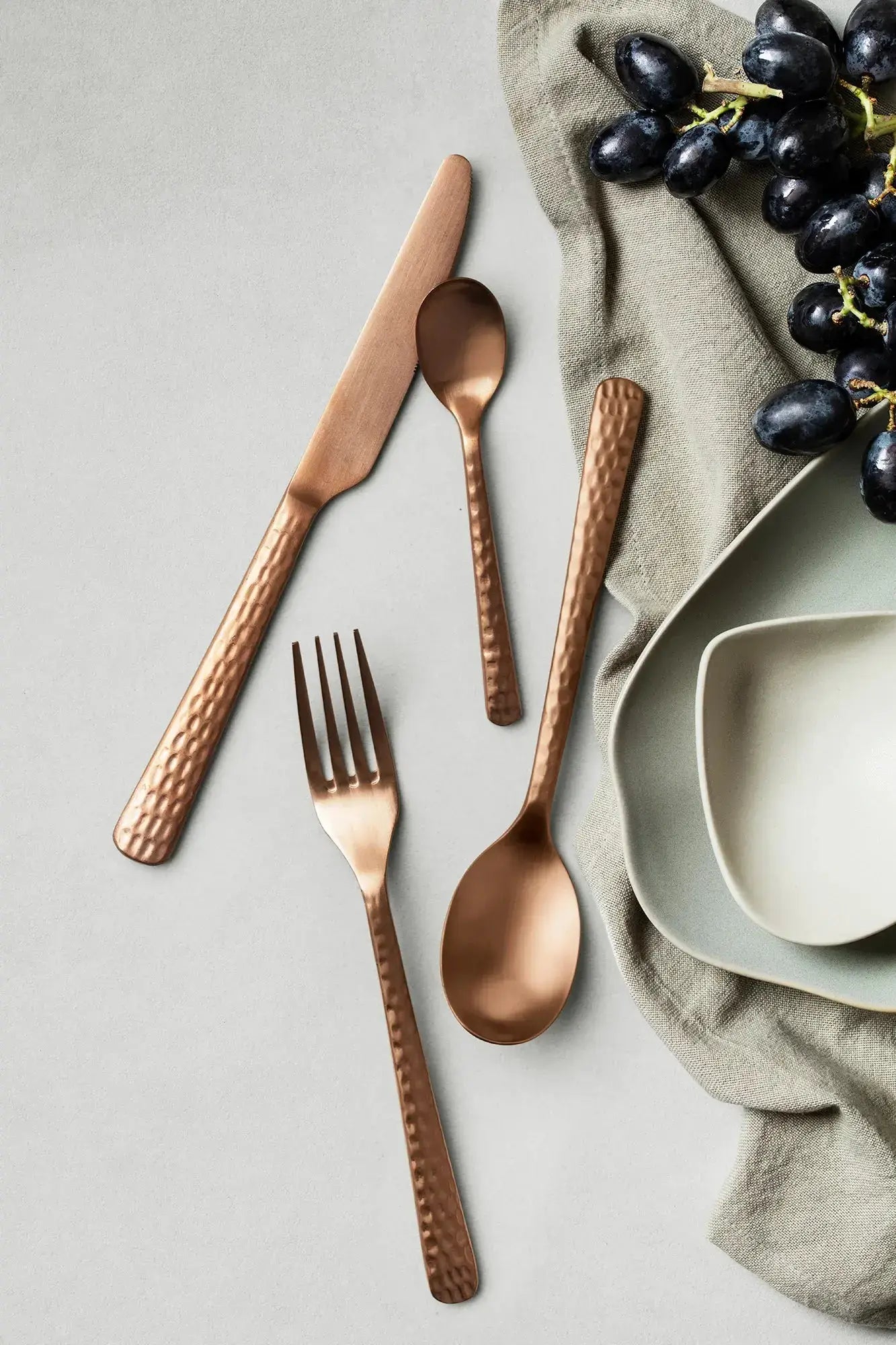 Broste Copenhagen Copper Cutlery Hune Hammered Set May Time