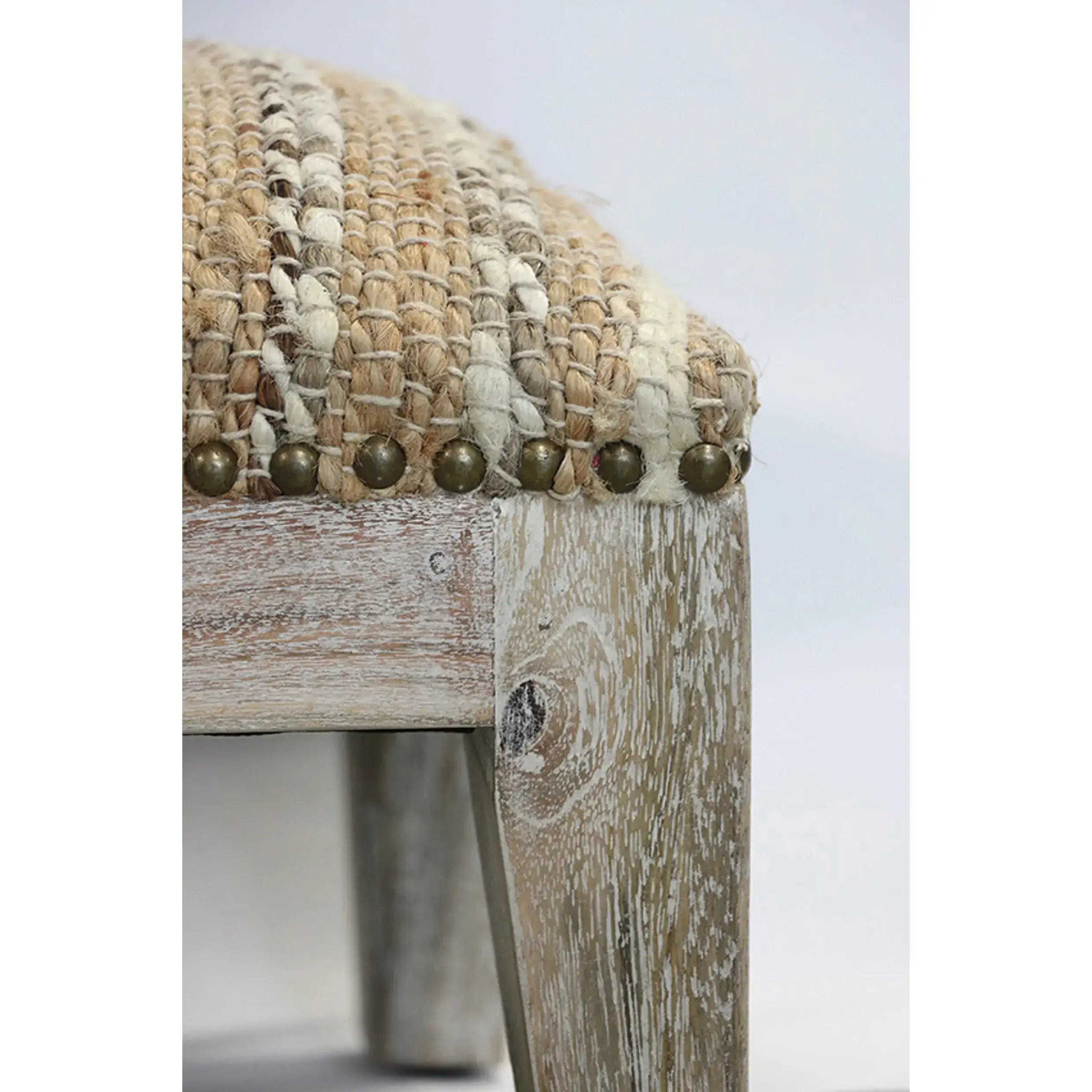 Calypso Foot Stool in Woven Jute & Cotton CC Interiors