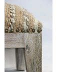 Calypso Foot Stool in Woven Jute & Cotton CC Interiors