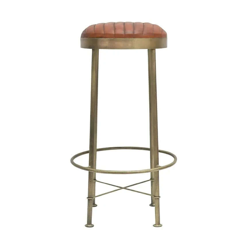 Chandri Brass Finish & Leather Barstool Hawthorne Group