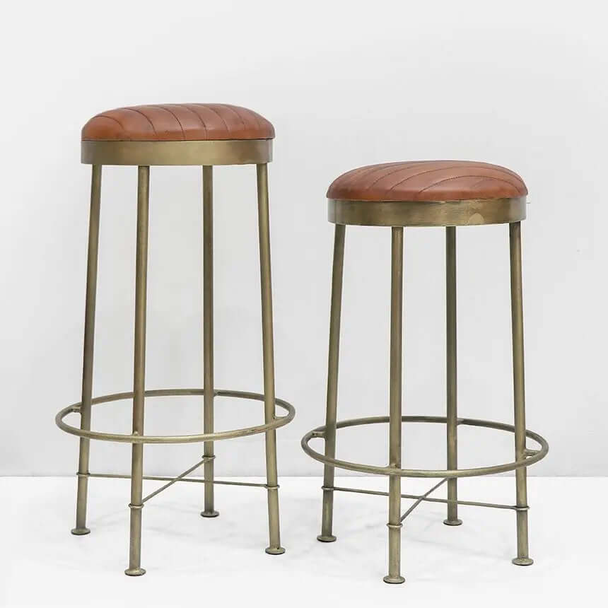 Chandri Brass Finish & Leather Barstool Hawthorne Group