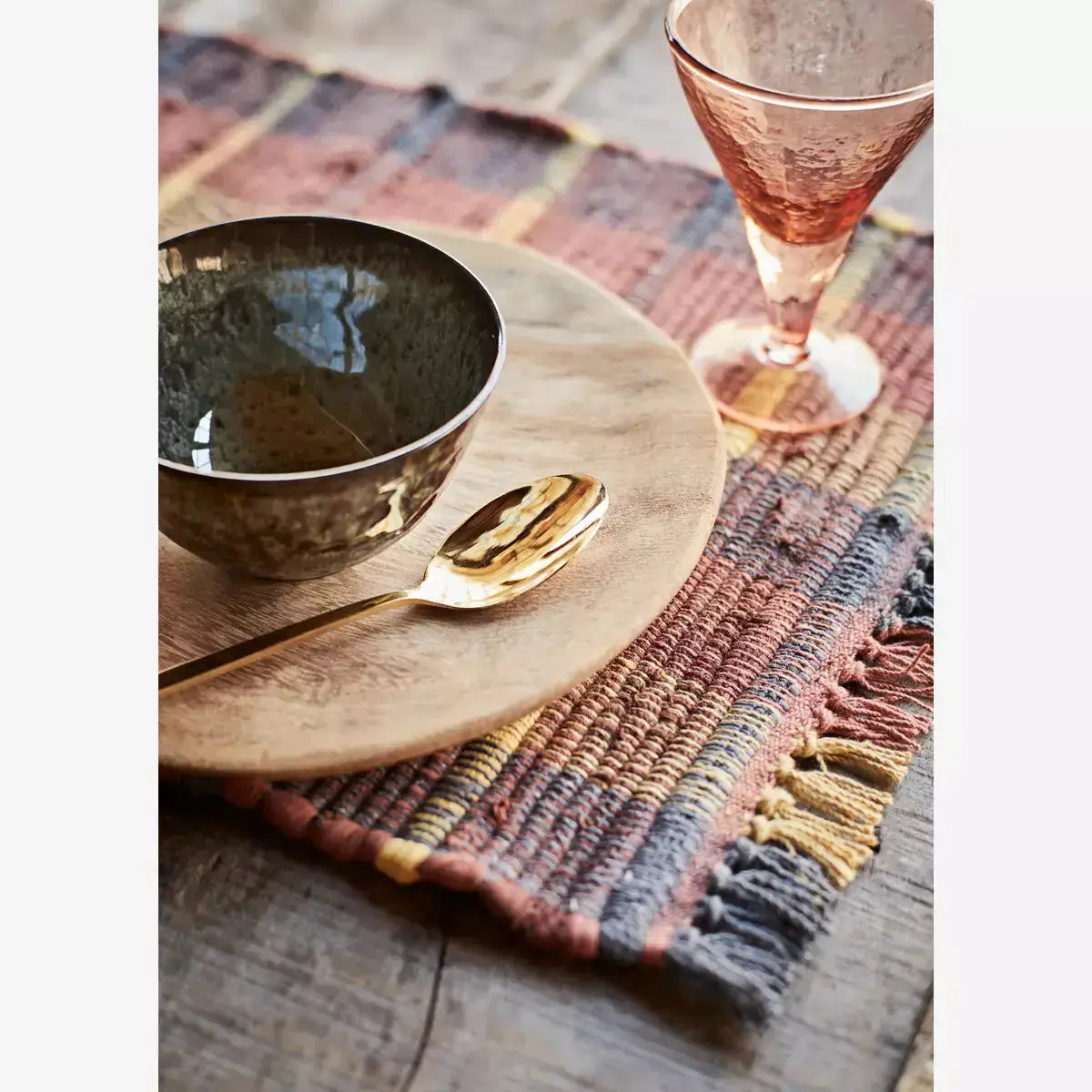 Coral Hammered Cocktail Glass Wooden Horse