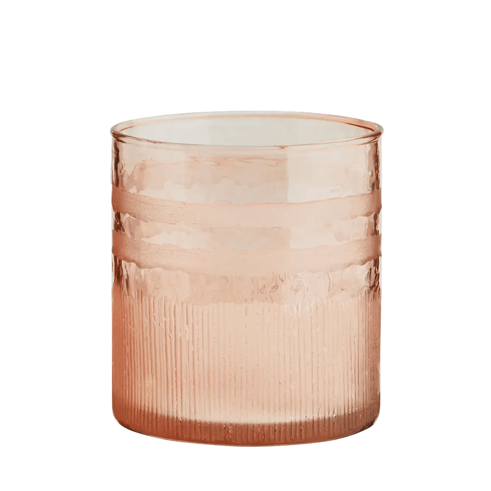 Coral Hammered Drinking Glass Wooden Horse