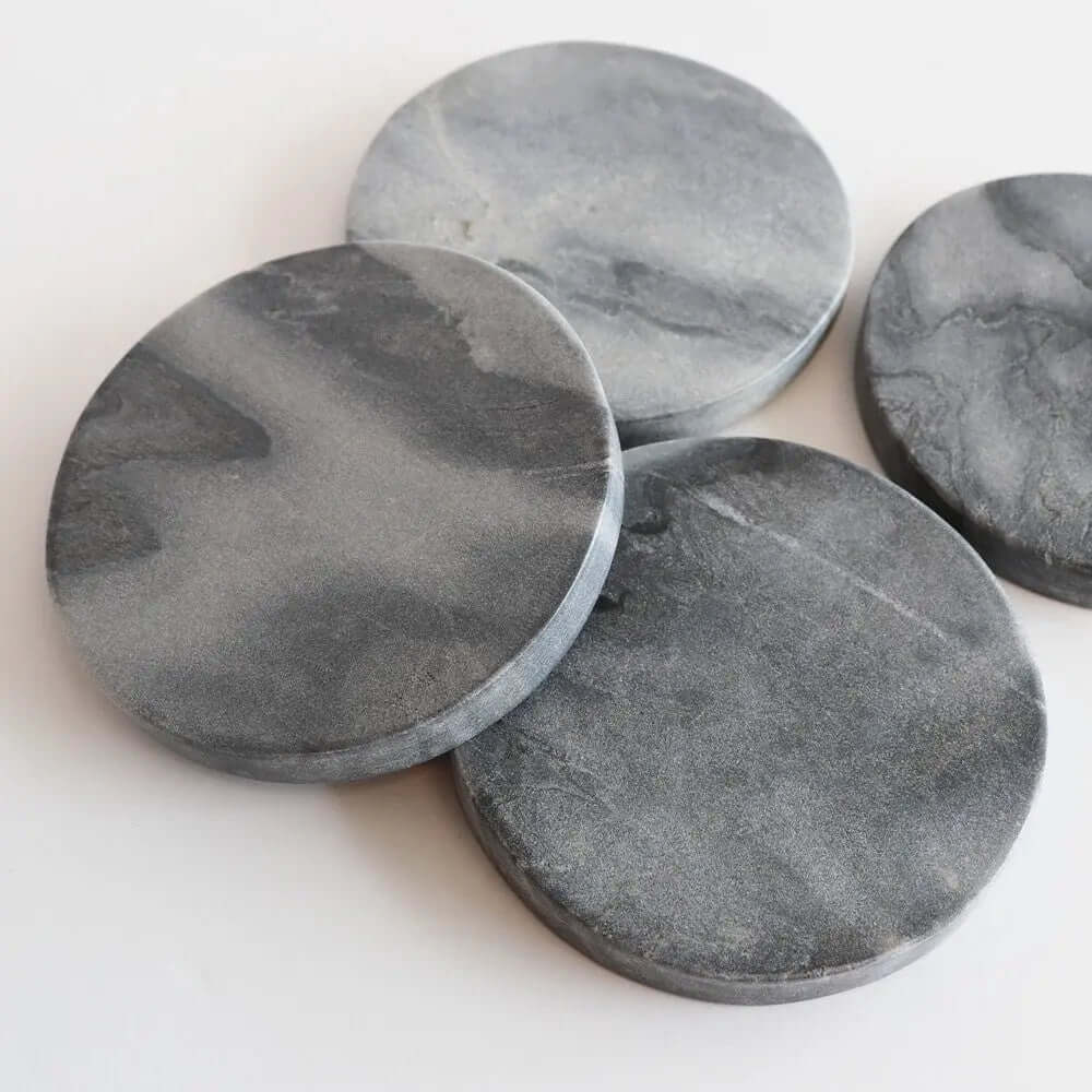 Grey Marble Round Coasters Hawthorne Group