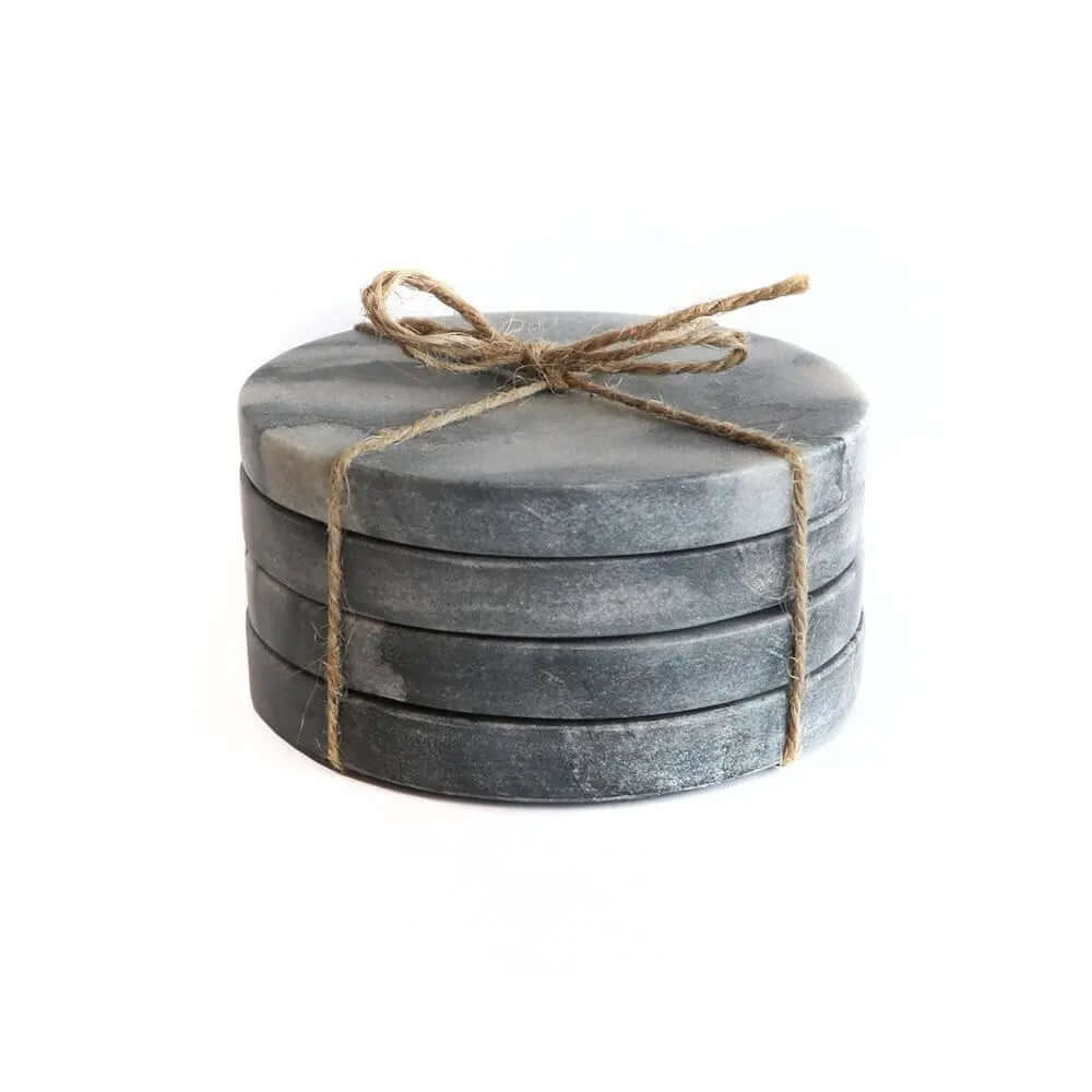 Grey Marble Round Coasters Hawthorne Group