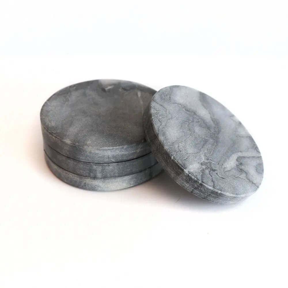 Grey Marble Round Coasters Hawthorne Group