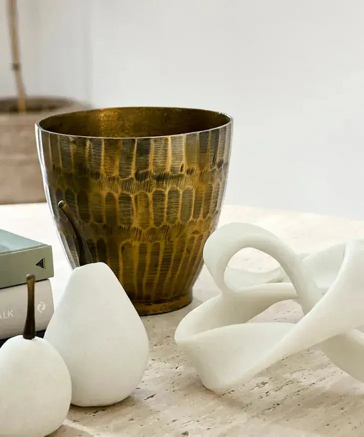 Hammered Stripe Brass Pot Marmaduke Shoppe