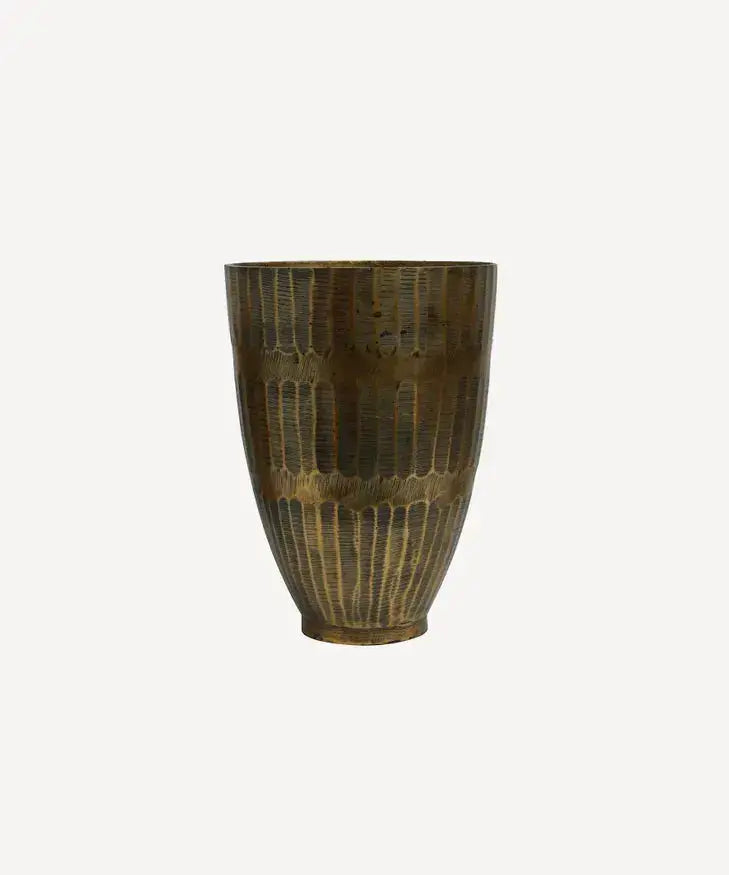 Hammered Stripe Brass Pot Marmaduke Shoppe