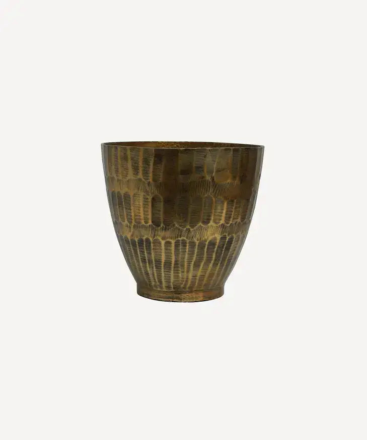 Hammered Stripe Brass Pot Marmaduke Shoppe