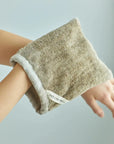 Linen Pile Bath Mitten: Natural Fog Linen