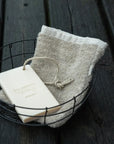 Linen Pile Bath Mitten: Natural Fog Linen