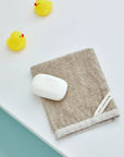 Linen Pile Bath Mitten: Natural Fog Linen