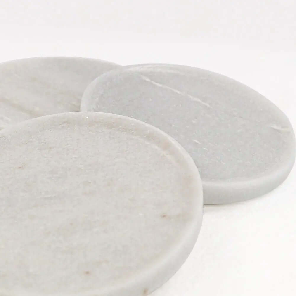 Marble Round Coasters White Hawthorne Group