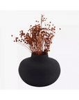Matte Black Iron Vase Wooden Horse
