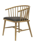 Oak and Aged Black Leather Dining Chair Hawthorne Group
