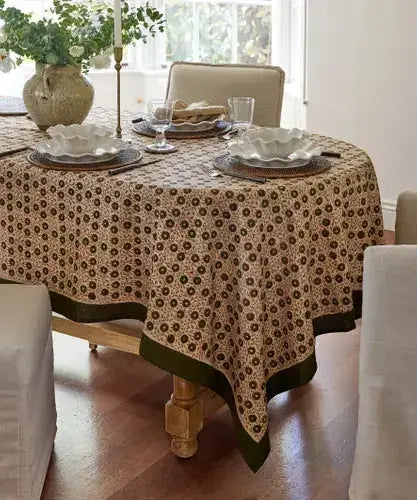 Odette Handblock Cotton Tablecloth French Country Collections