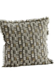 Printed Cotton Cushion W Fringes Wooden Horse