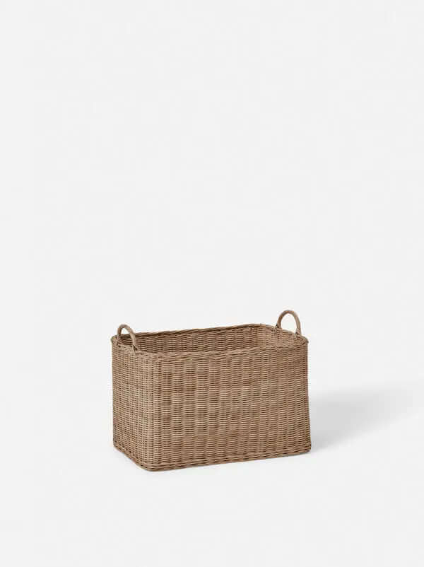 Threshold Designed With Studio McGee Rectangle Rattan Decorative Basket – Dark Brown, Solid Pattern, 23x22x18 Inches