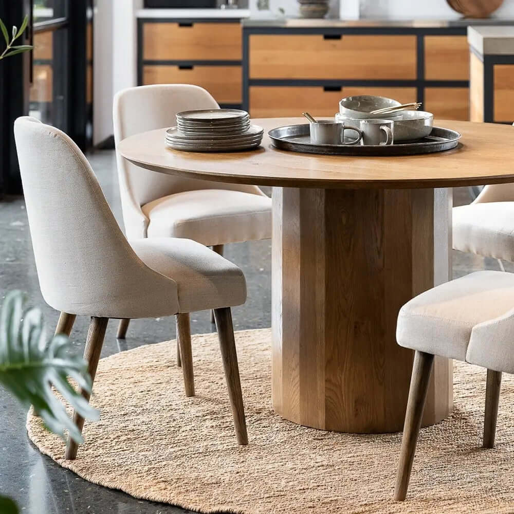 Genoa Natural Linen Dining Chair Hawthorne Group