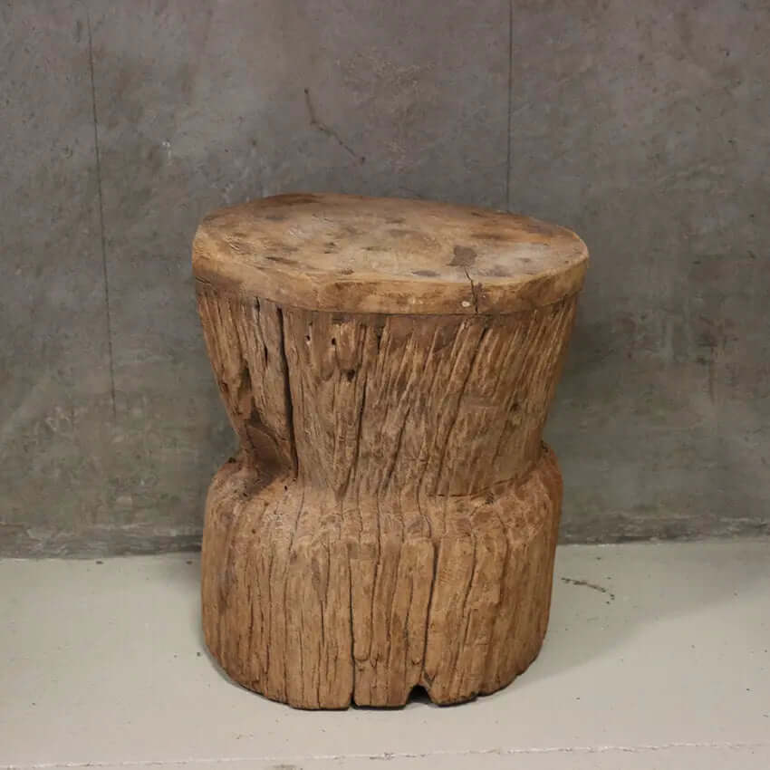 Rustic Wooden Seed Grinder Stool/Table CC Interiors