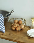 Shallow Round Wire Basket Fog Linen