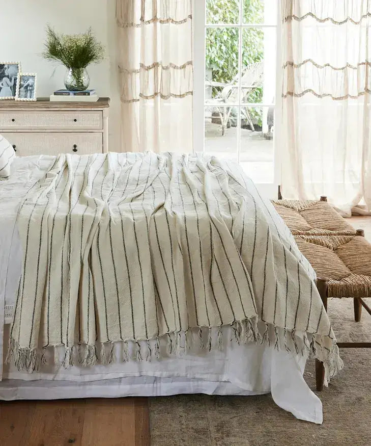 Striped Linen Cotton Bed Cover French Country Collections