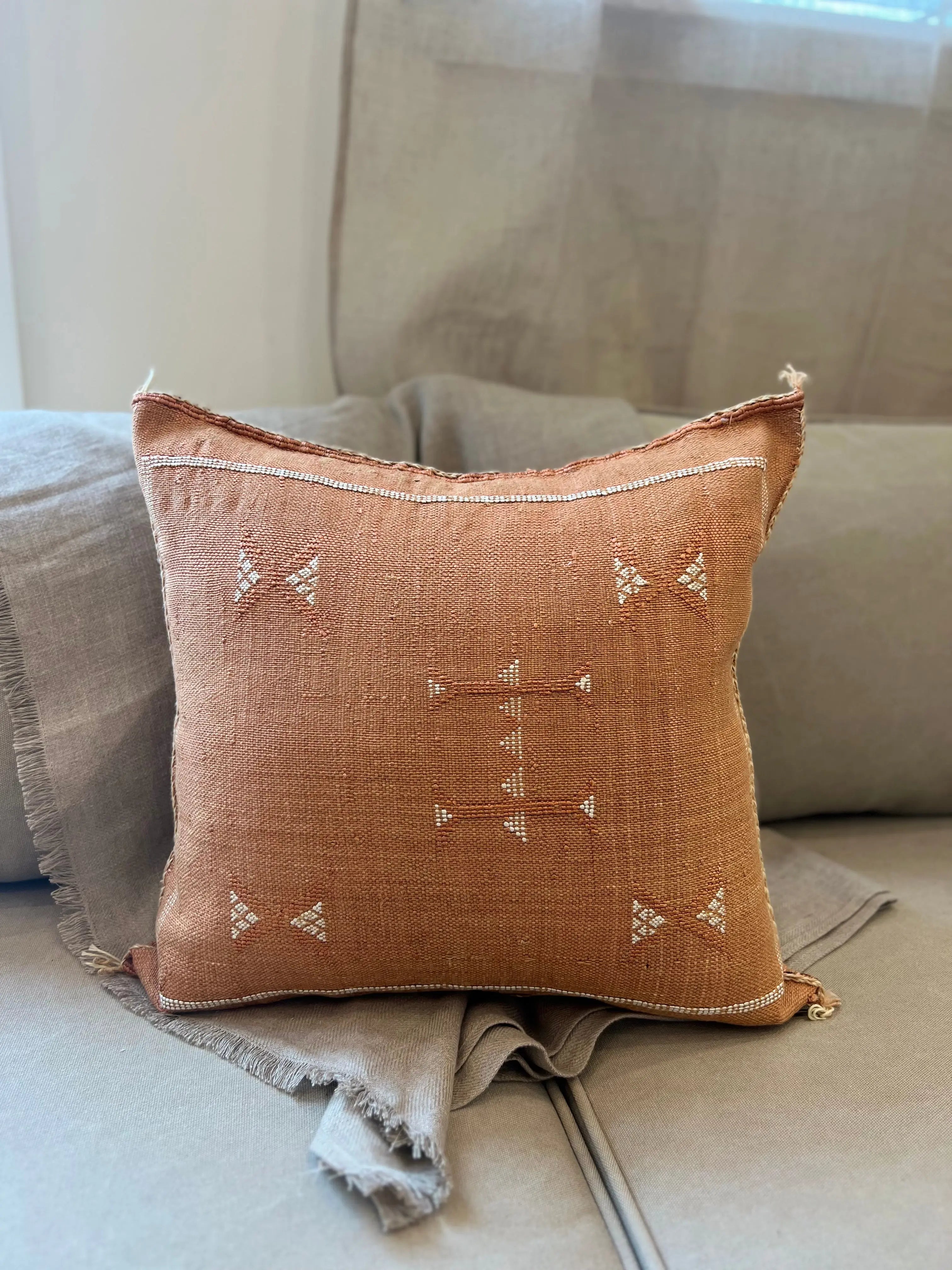 Tangerine Cactus Silk Cushion Aztec House