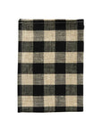 Thick Linen Tea Towel: Black Natural Check Fog Linen