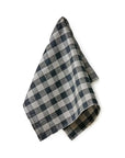 Thick Linen Tea Towel: Black Natural Check Fog Linen