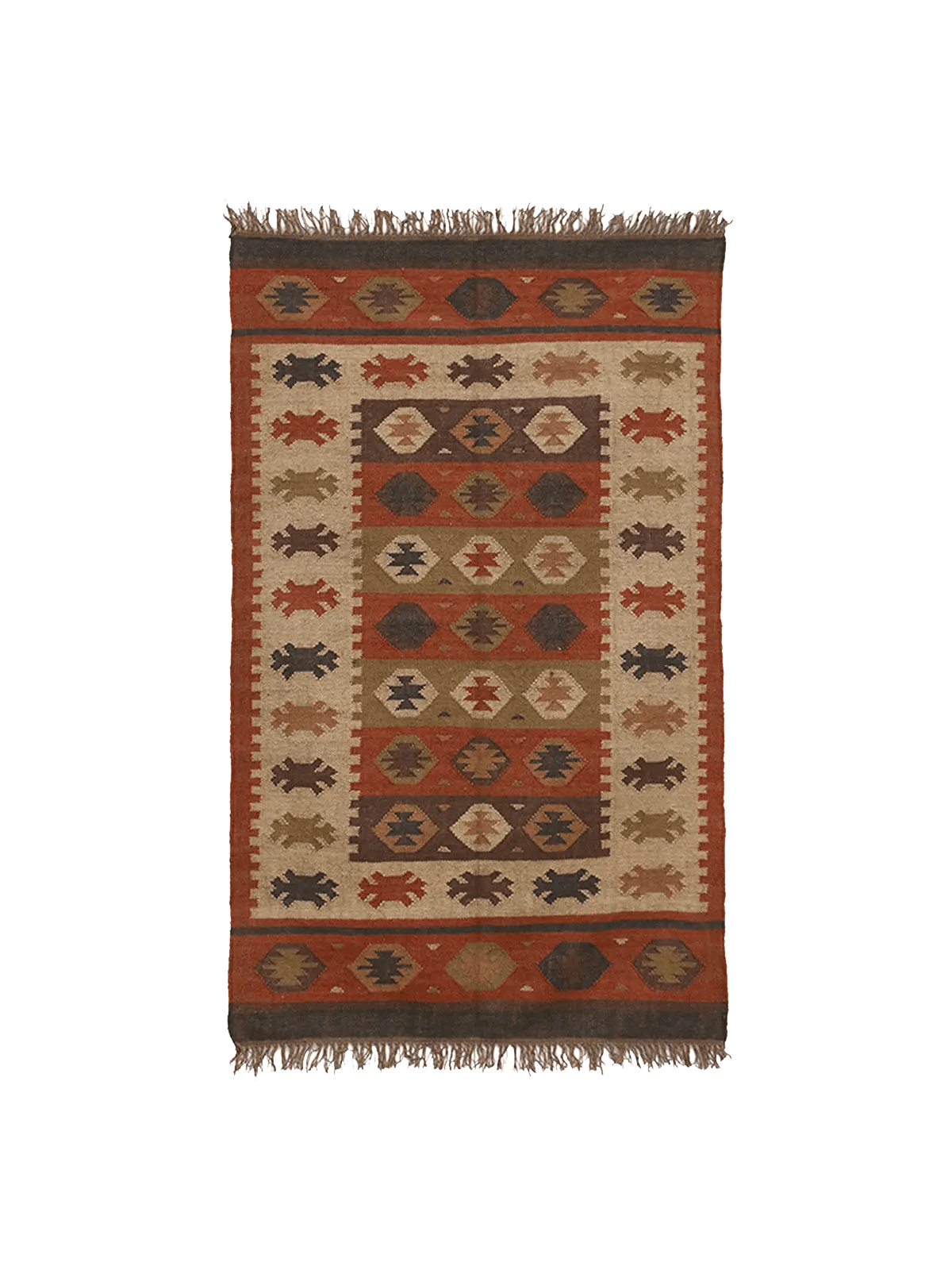 Tribal Pattern Kilim Red Rug CC Interiors