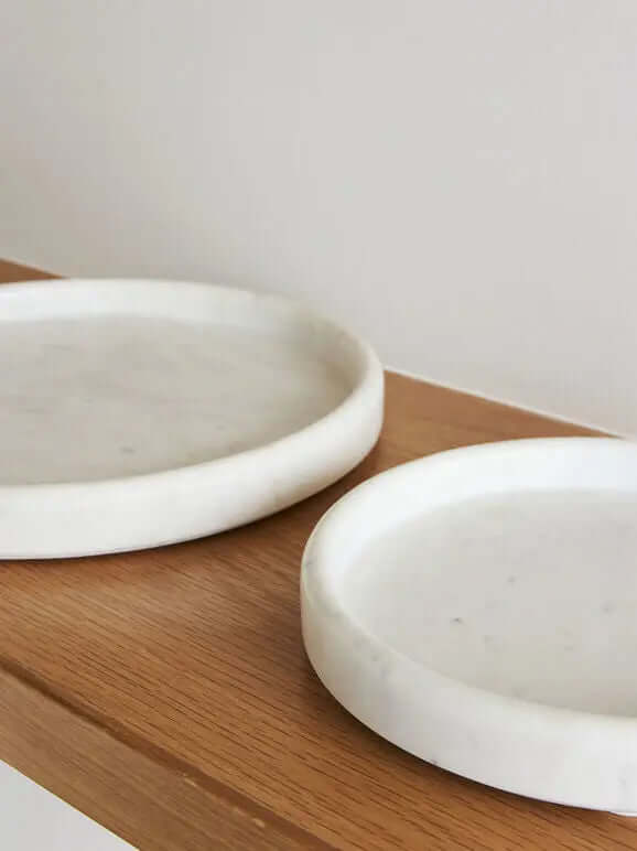 White Marble Round Tray Città