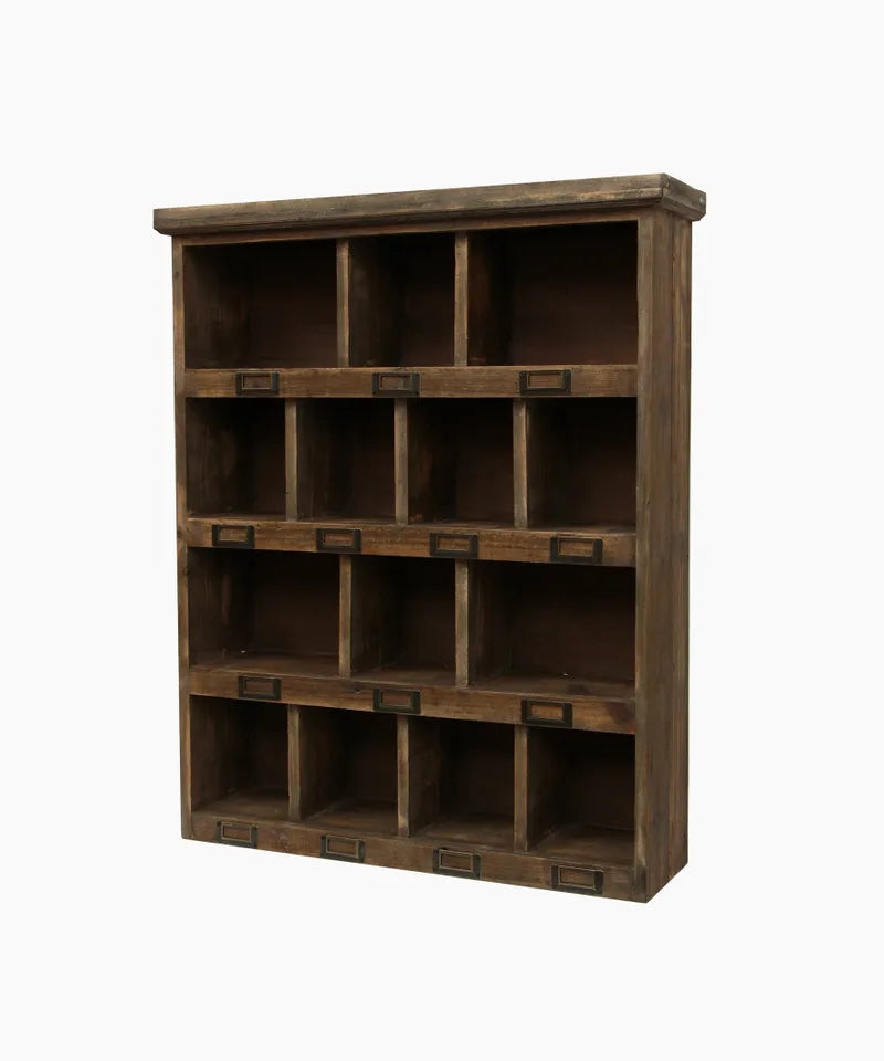 Wooden Cubby Wall Shelf