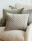 Flower Handblock Velvet Cushion Cover