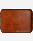 Leather Tray with Brass Handles