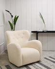 Baxter Cruz Off-White Faux Shearling Swivel Club Chair May Time