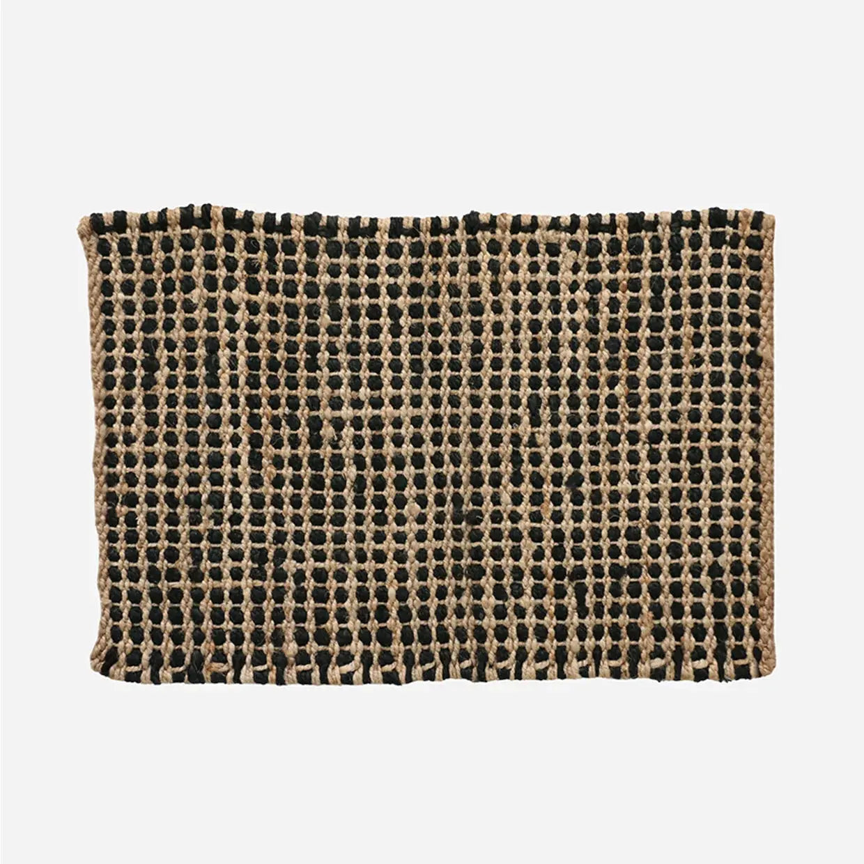 100% Jute Doormat Waffle Weave Black & Natural CC Interiors