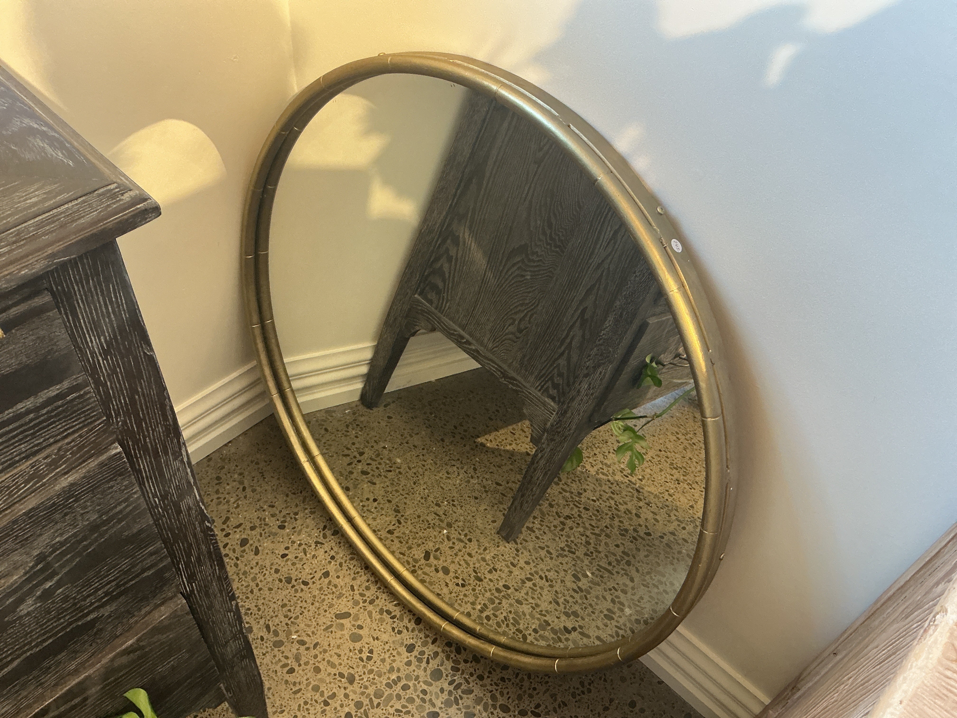 Segmented Light Brass Wrap Round Mirror
