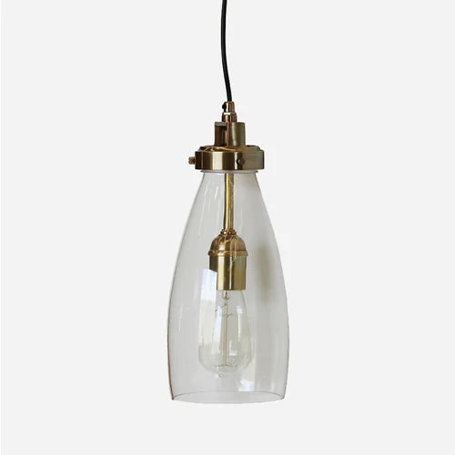 Lucci handblown glass &amp; brass pendant light