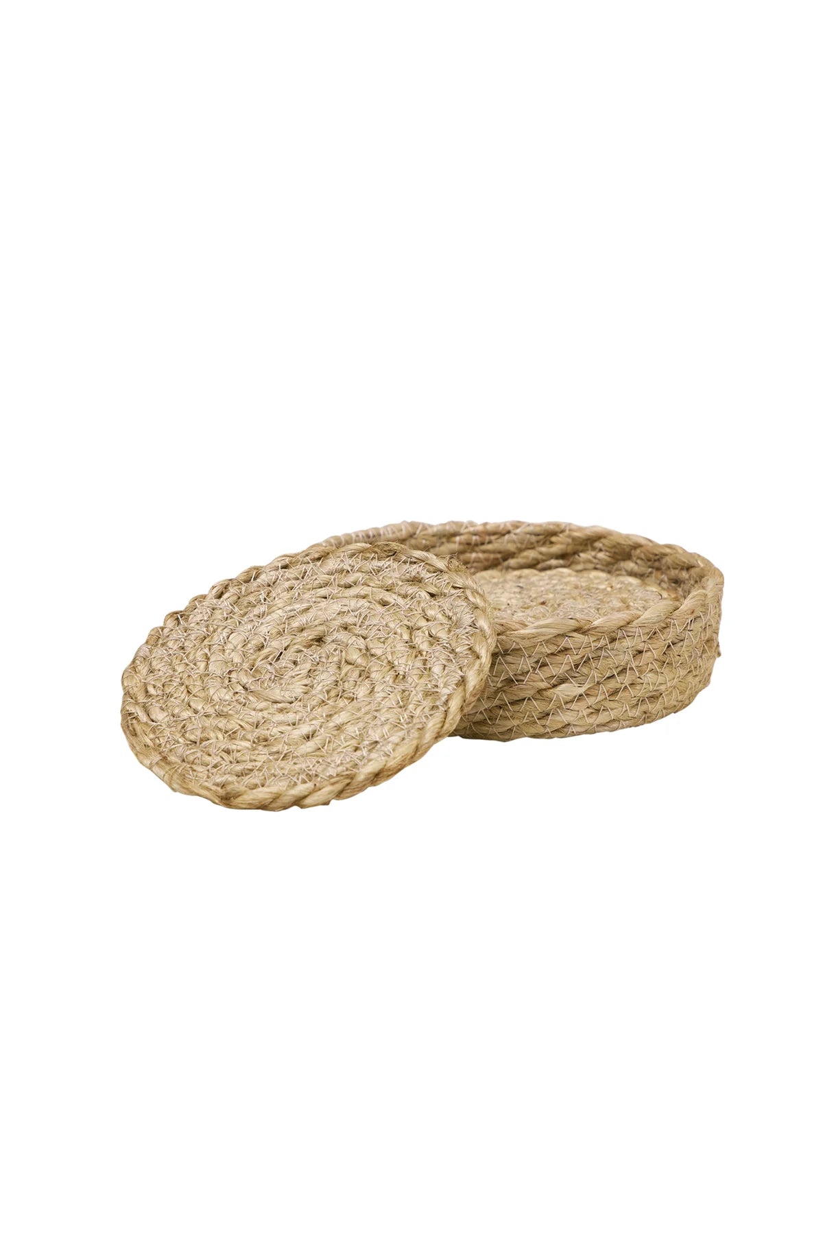 Round Woven Coaster Set | Natural