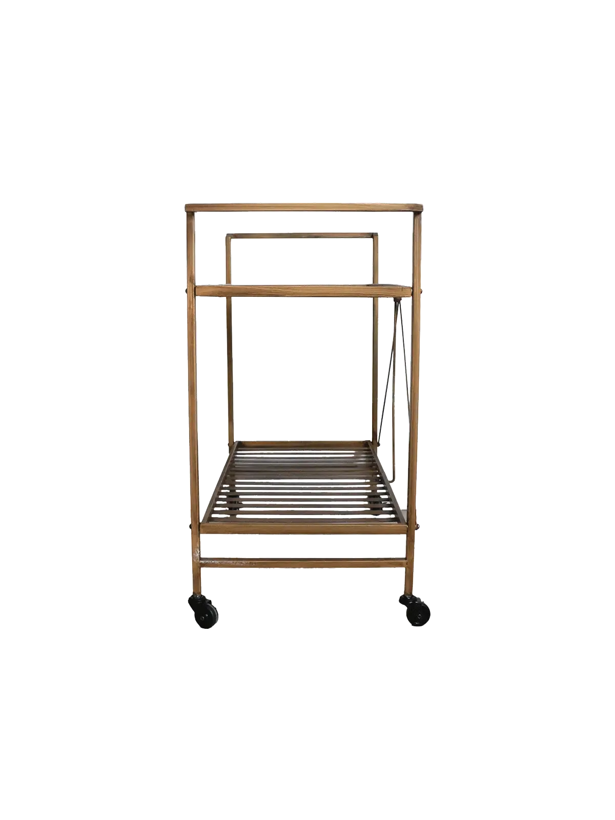 Antique Brass Industrial Trolley with Shelf CC Interiors