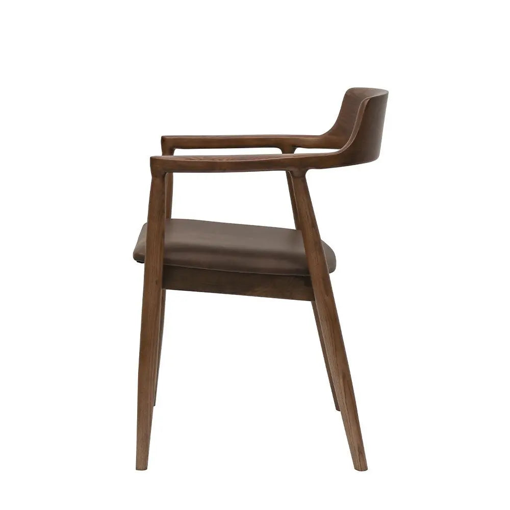 Ash Wood and Brown Leather Dining Chair Hawthorne Group