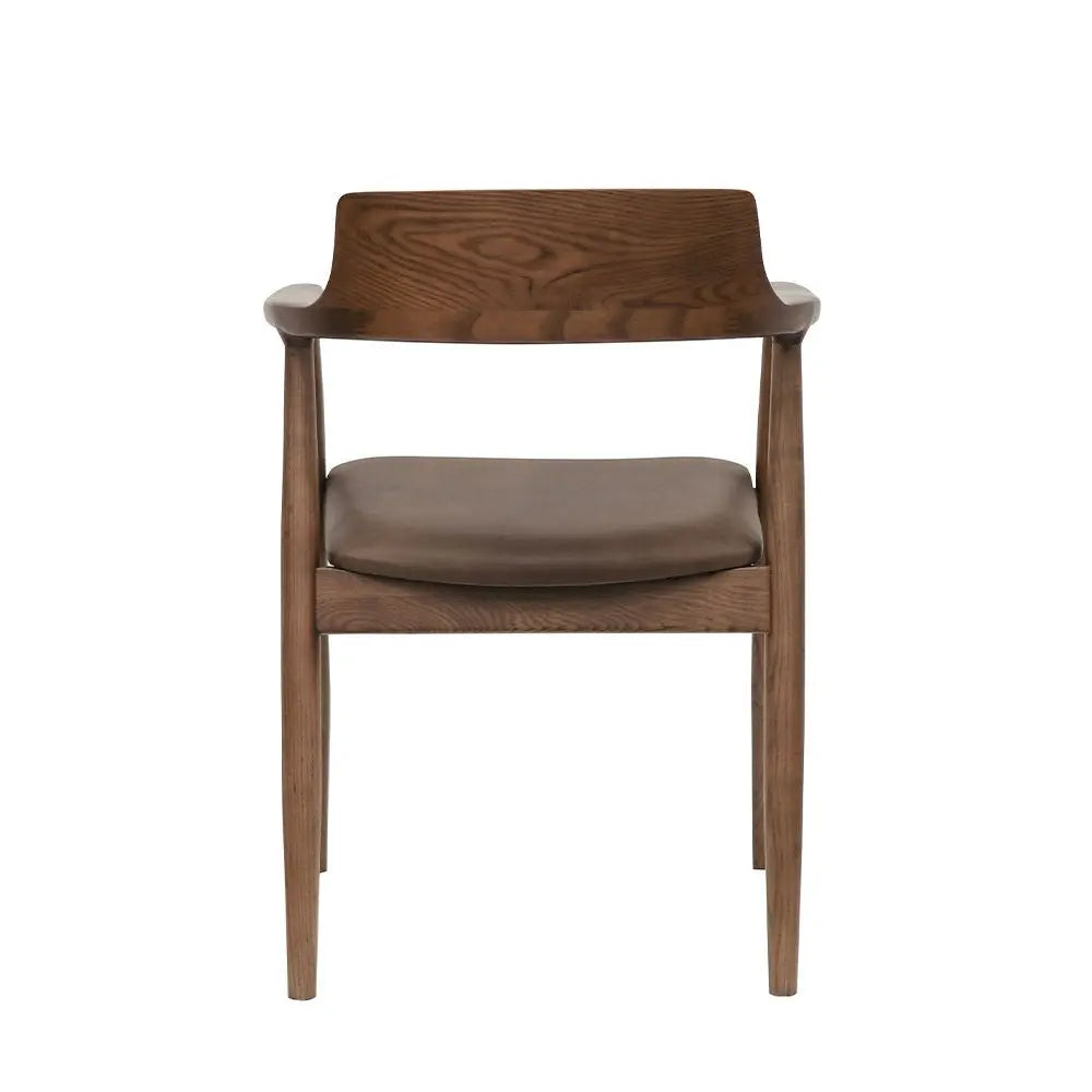 Ash Wood and Brown Leather Dining Chair Hawthorne Group