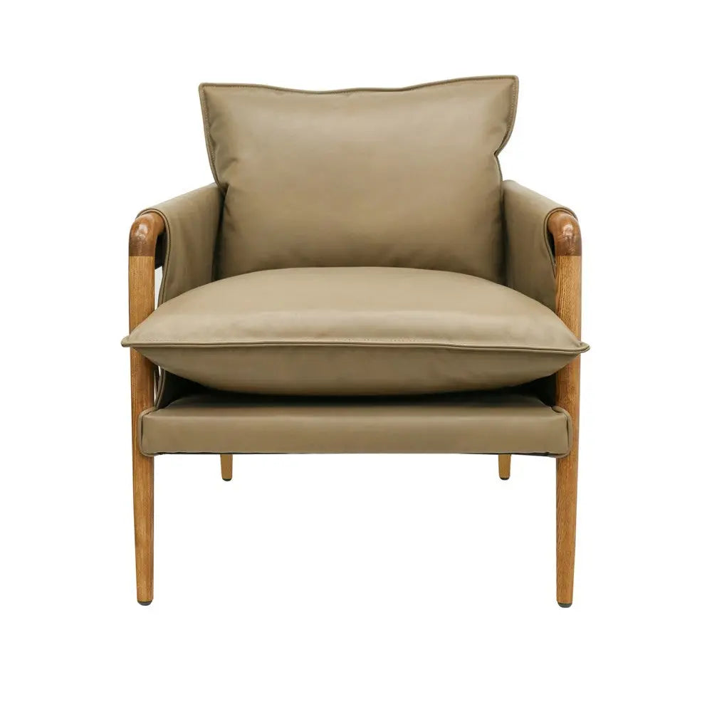 Beige Leather Armchair Hawthorne Group