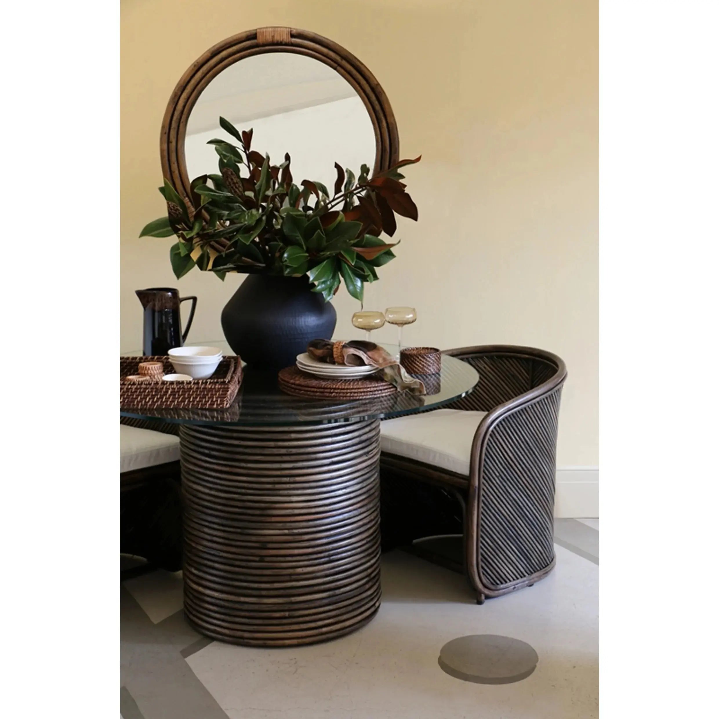 Bermuda Mirror in Walnut Rattan CC Interiors