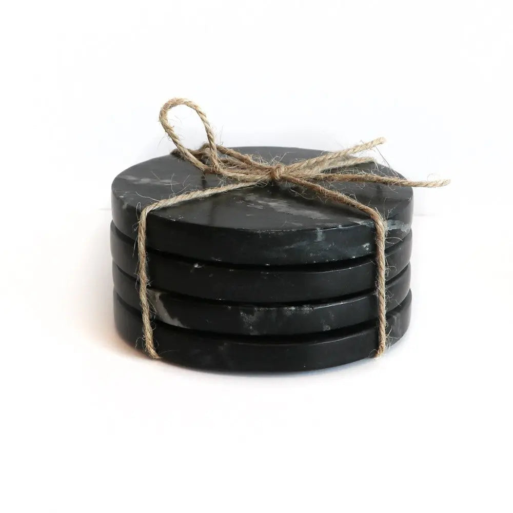 Black Marble Round Coasters Hawthorne Group