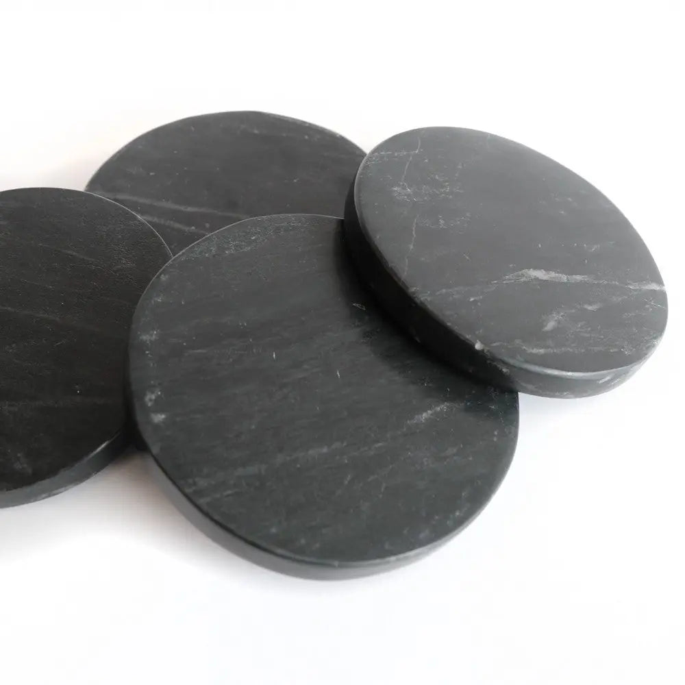 Black Marble Round Coasters Hawthorne Group