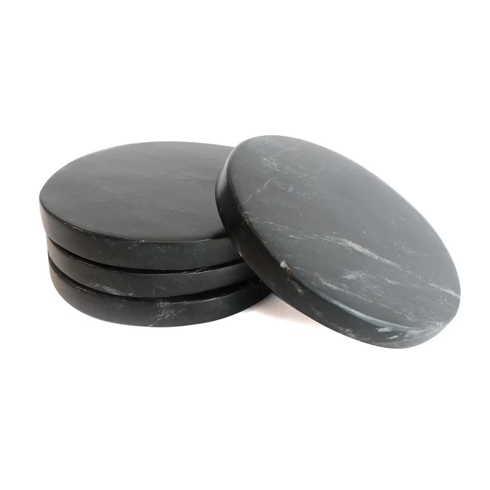 Black Marble Round Coasters Hawthorne Group